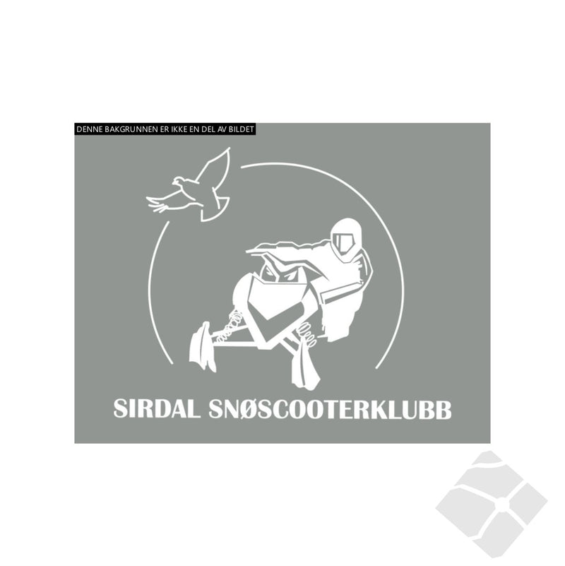 Sirdal Snøscooterklubb liten logo, hvit