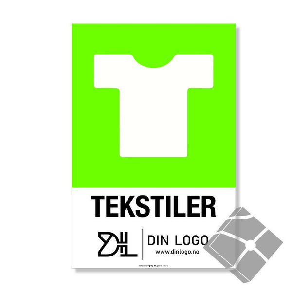 Tekstiler - Kildesortering skilt med logo