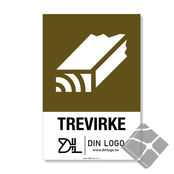 Trevirke - Kildesortering skilt med logo